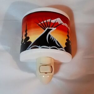 South Western Native American Style Hand Painted Half Moon Ceramic Nightlight